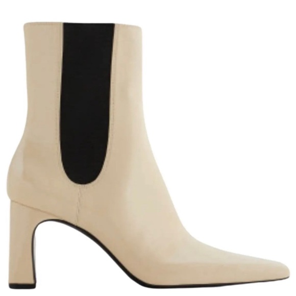 ✨ZARA✨Mid Calf Patent Leather Heel Boots - Picture 1 of 8